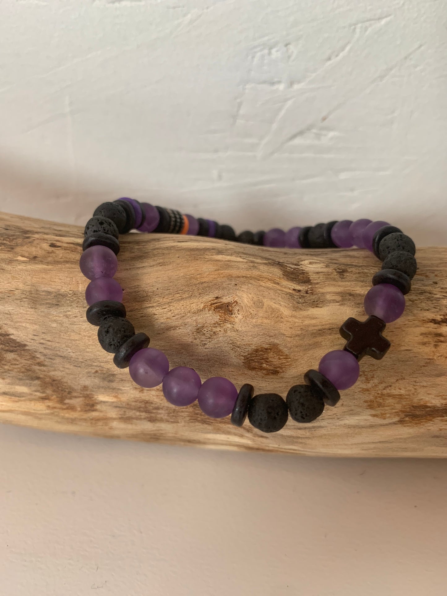 Bracelet homme en améthyste – Fait main – Élastique – 3 tailles