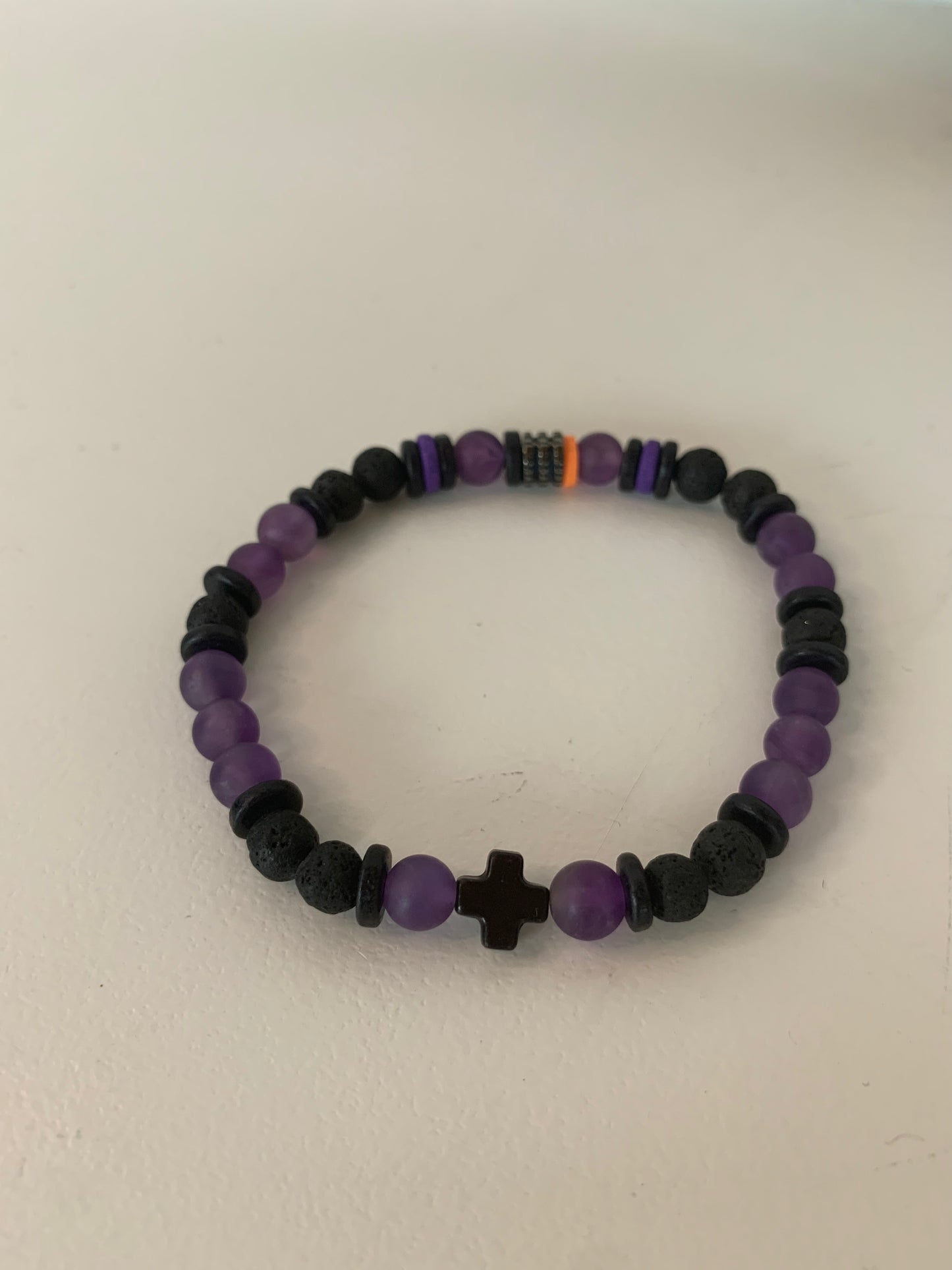 Bracelet homme en améthyste – Fait main – Élastique – 3 tailles