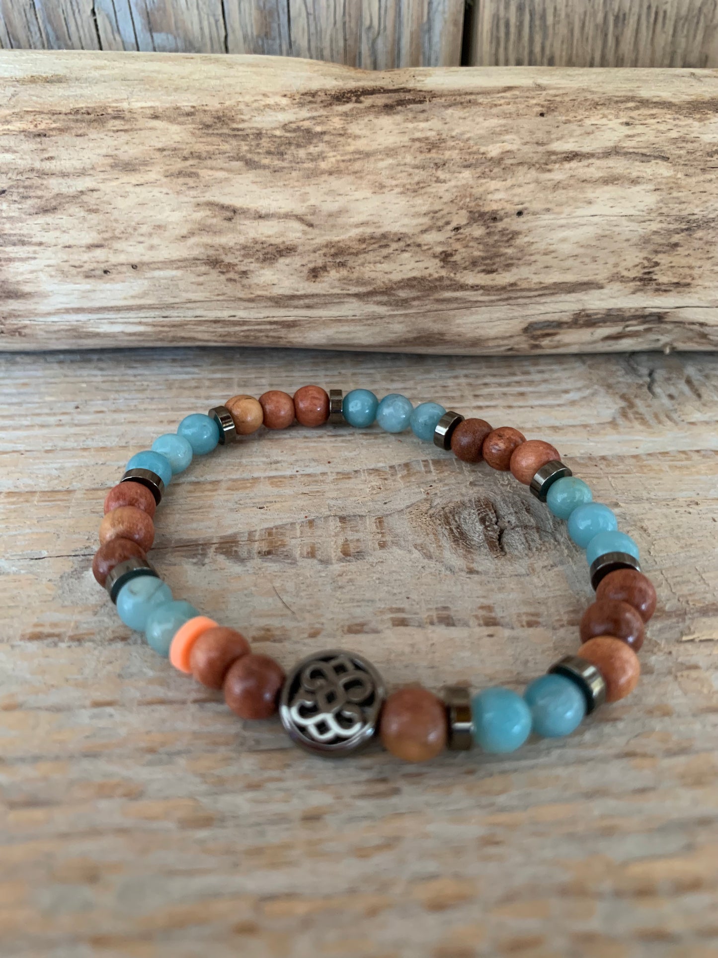 OZE by Virginie - Bracelet homme en amazonite – Fait main – Élastique – 3 tailles