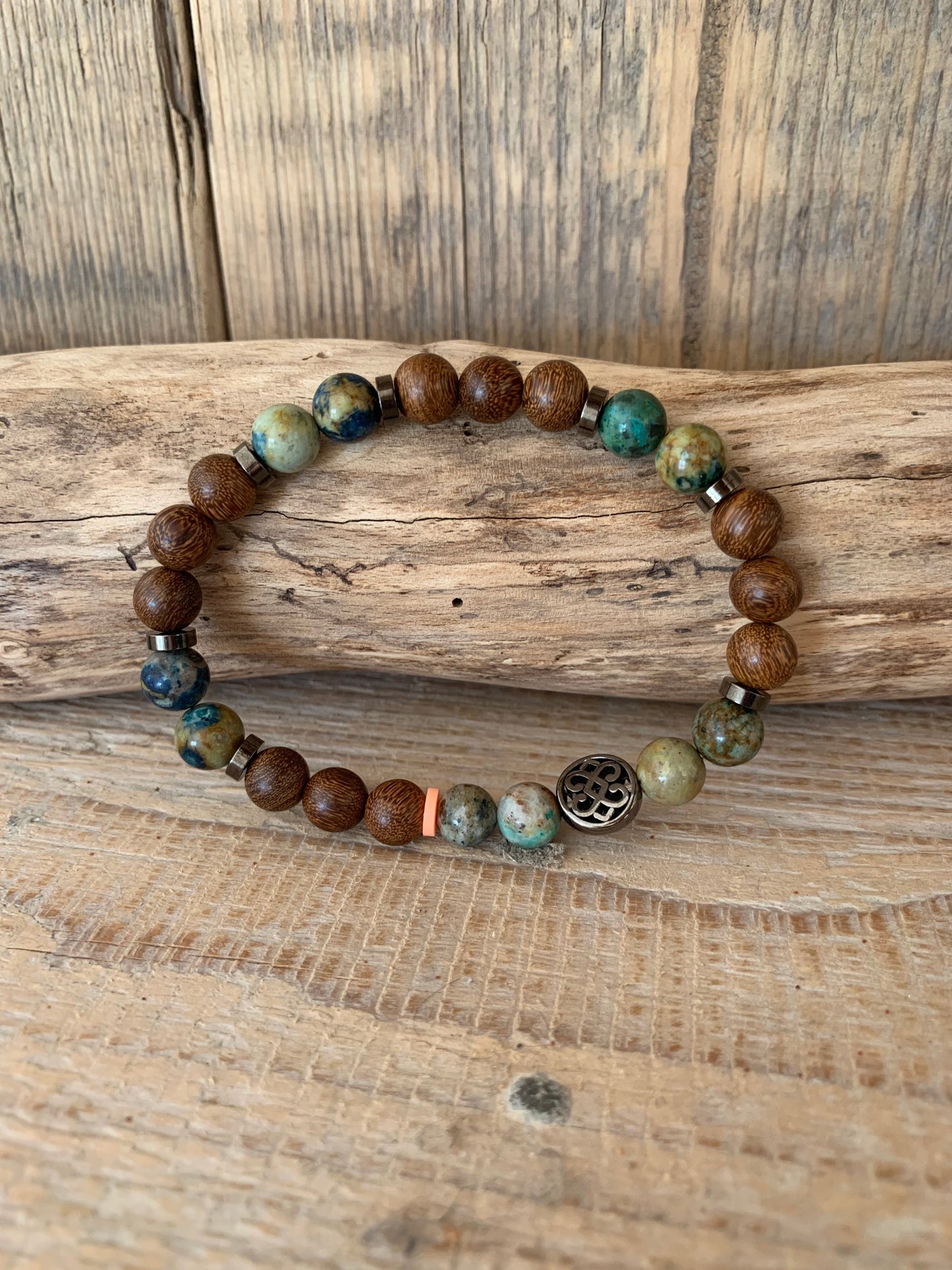 OZE by Virginie - Bracelet homme en azurite – Fait main – Élastique – 3 tailles