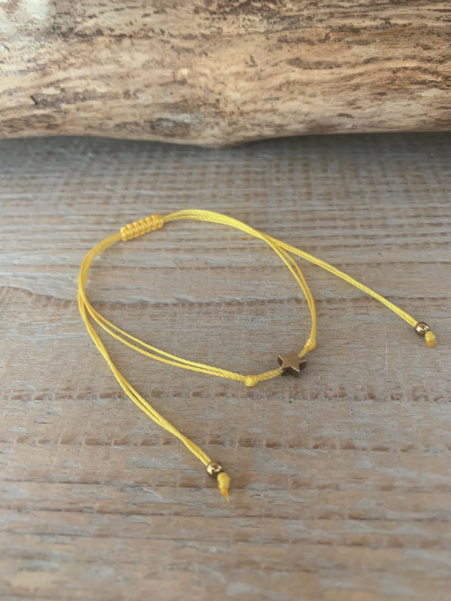 Bracelet étoile argent – Réglable – Fait main – Cordon coloré