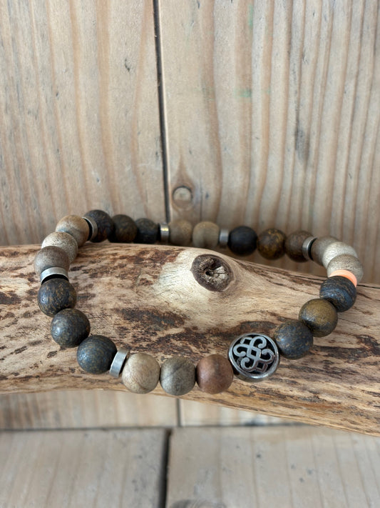 bracelet homme bronzite pierre naturelle bois
