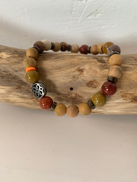 bracelet homme mokaïte pierres naturelles bois