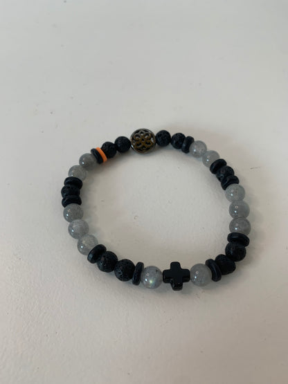 Bracelet homme en labradorite – Fait main – Élastique – 3 tailles
