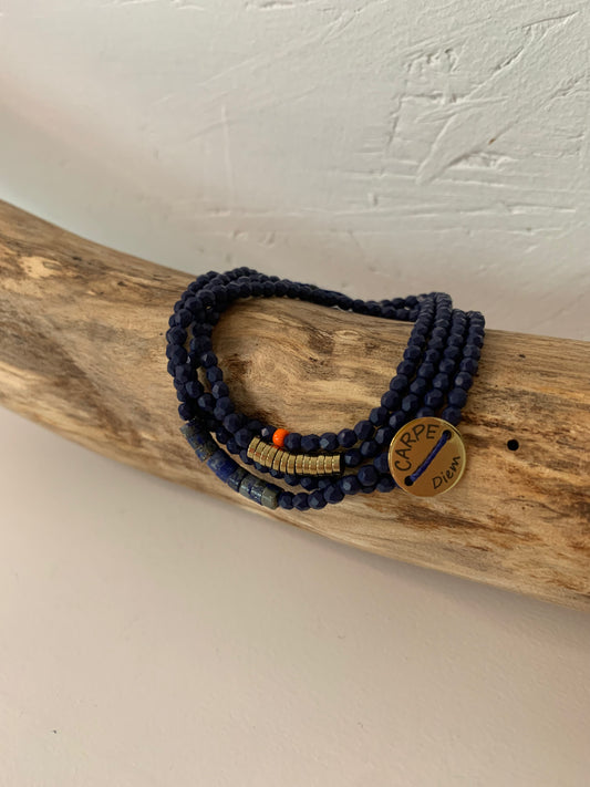 Bracelet 4 tours bleu marine