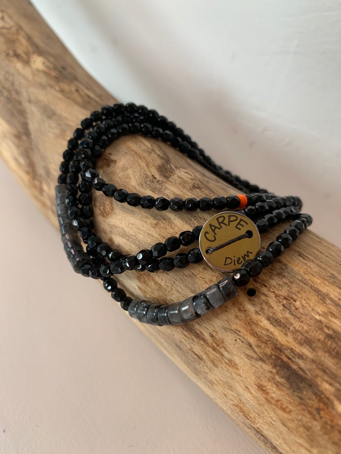 Bracelet 4 tours noir mat