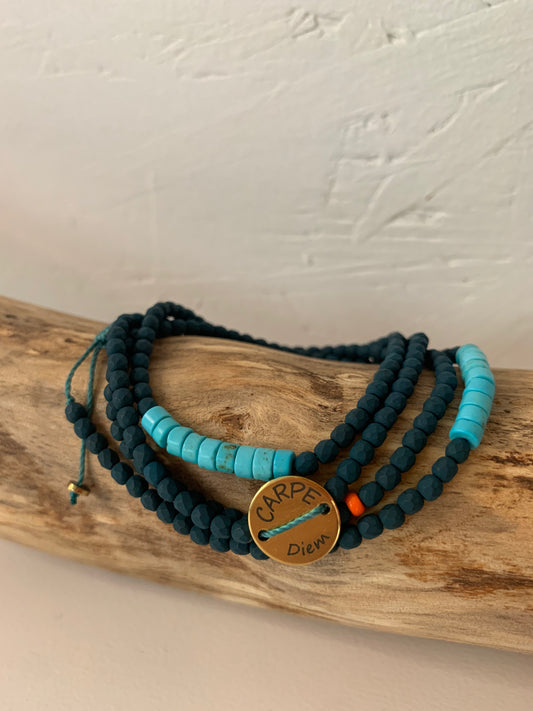 Bracelet 4 tours turquoise foncé