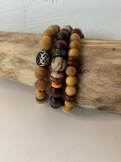 Bracelet homme en agate coffee – Fait main – Élastique – 3 tailles