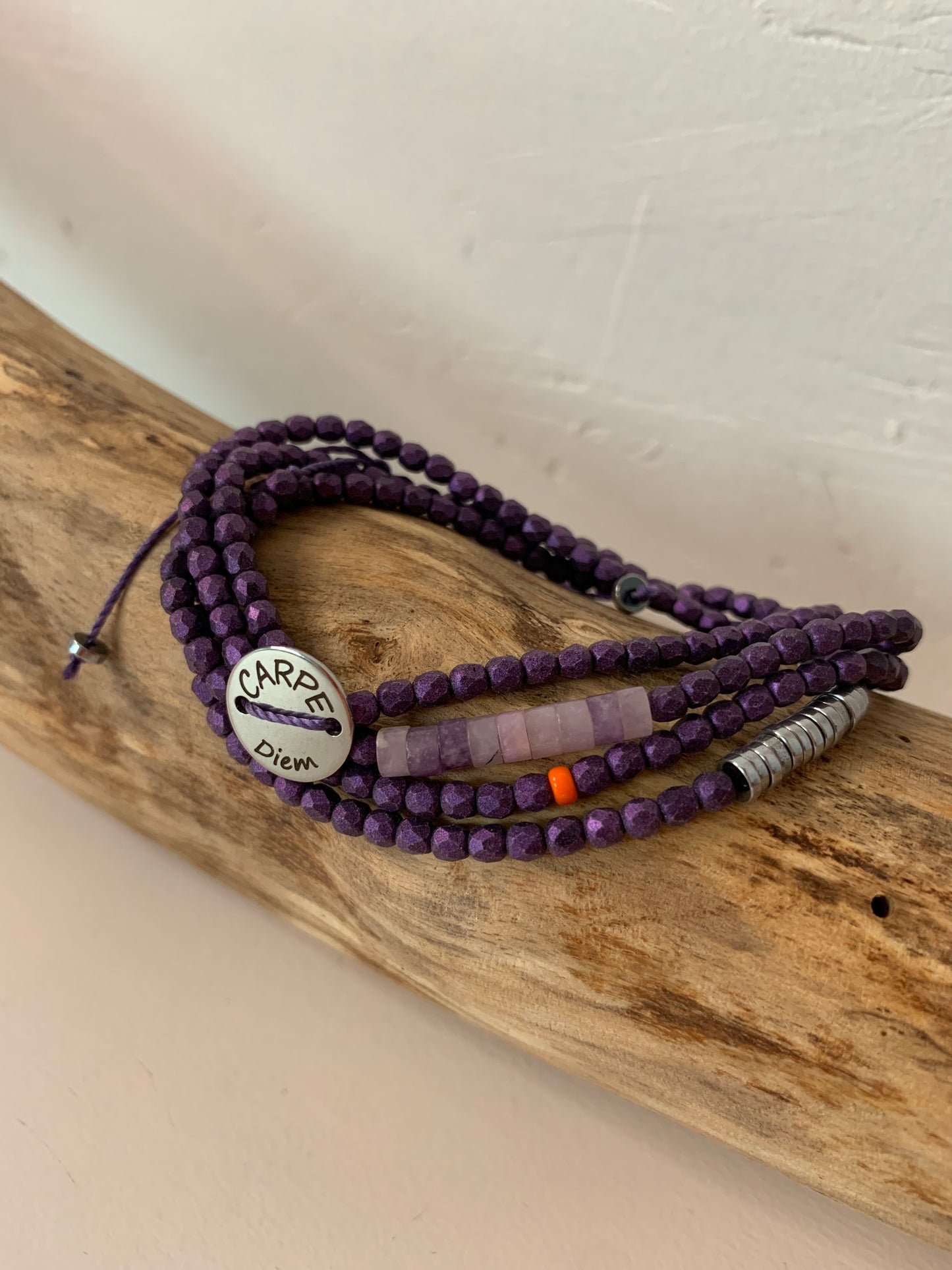 Bracelet 4 tours mauve mat