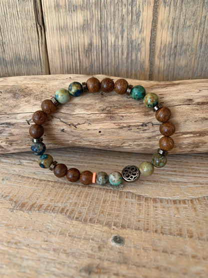 OZE by Virginie - Bracelet homme en azurite – Fait main – Élastique – 3 tailles