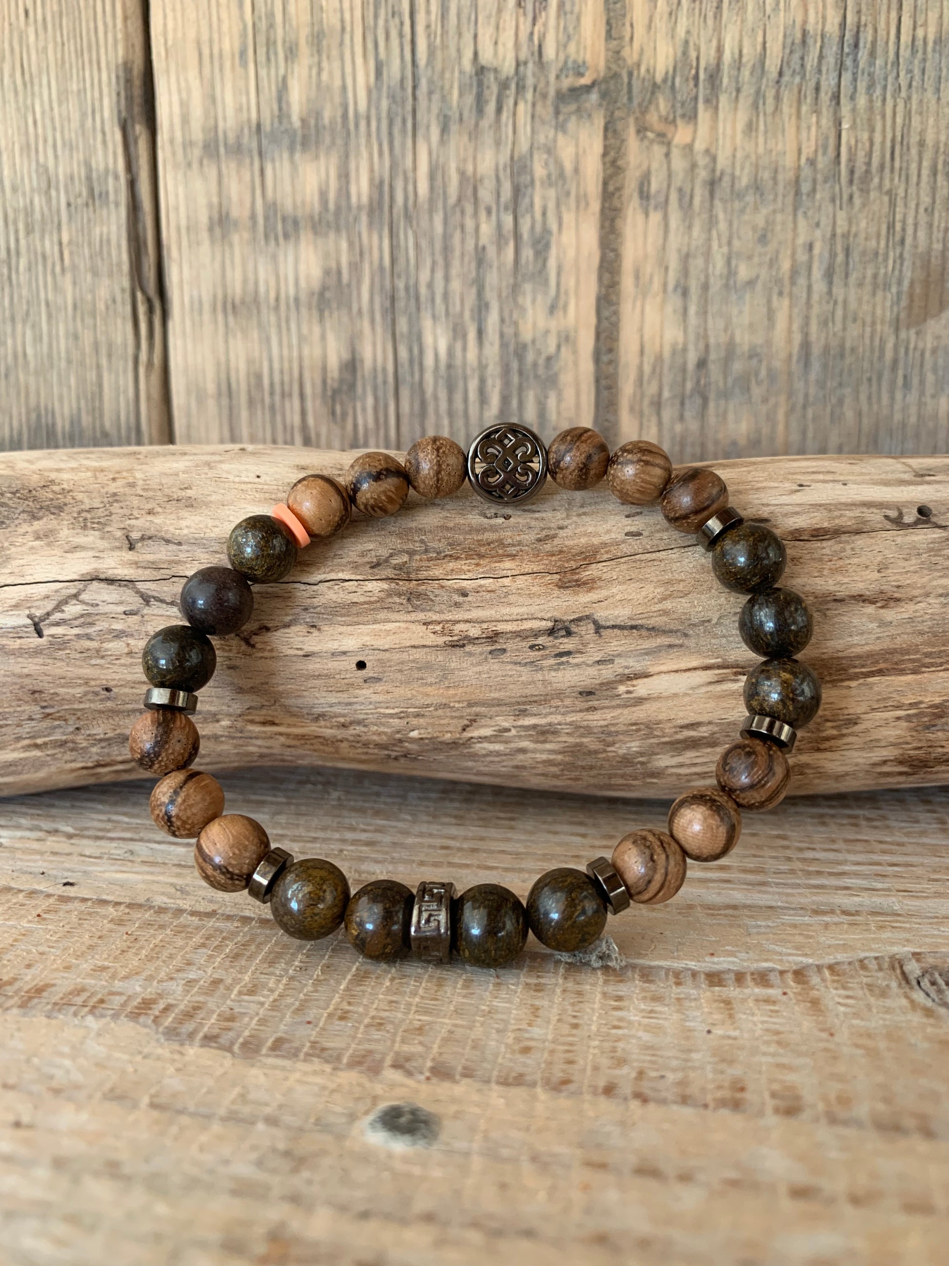 OZE by Virginie - Bracelet homme en bronzite – Fait main – Élastique – 3 tailles