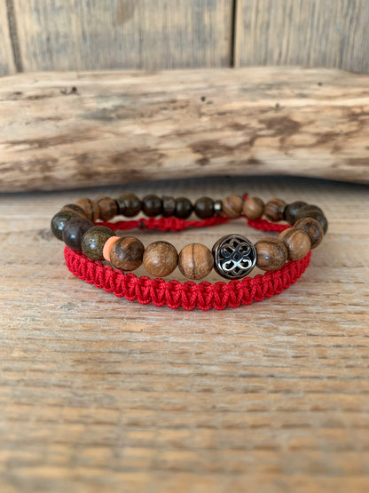 OZE by Virginie - Bracelet homme en bronzite – Fait main – Élastique – 3 tailles - Bracelet macramé 