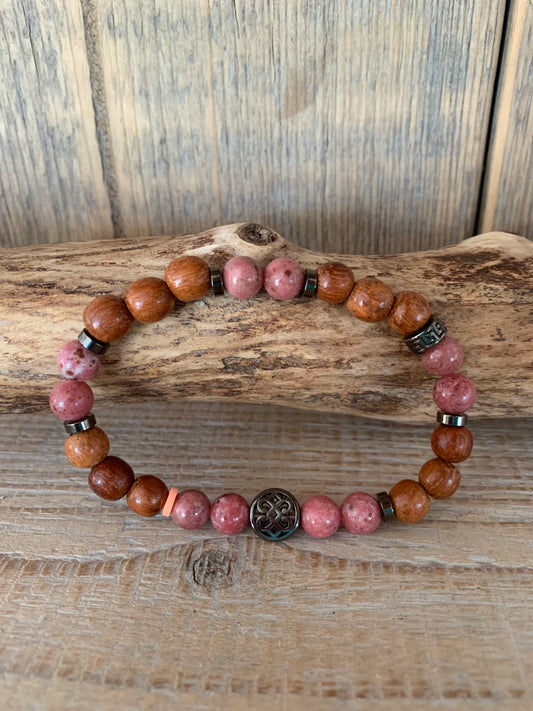 Bracelet homme en thulite – Fait main – Élastique – 3 tailles