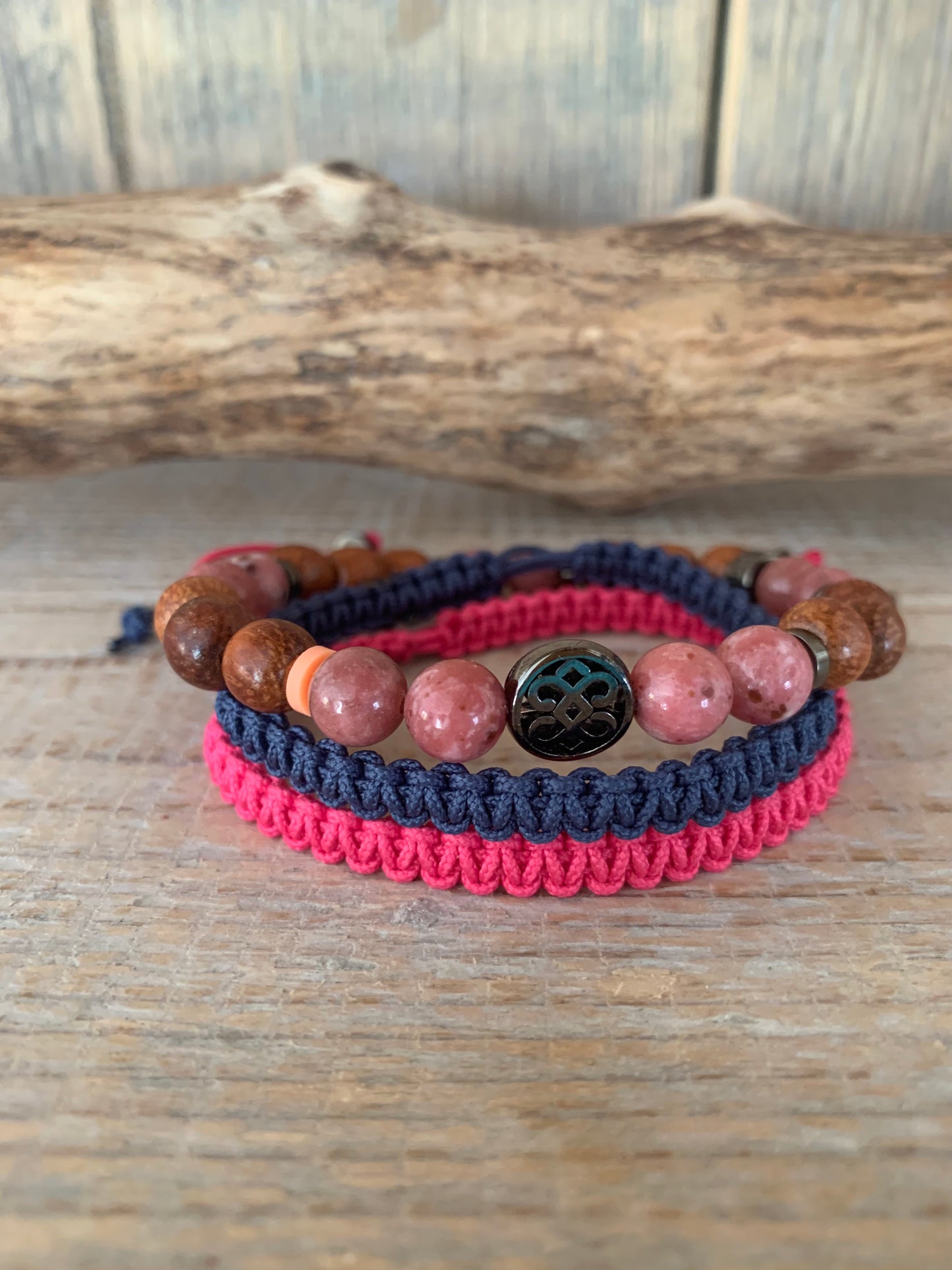 OZE by Virginie - Bracelet homme en thulite – Fait main – Élastique – 3 tailles - Bracelet macramé