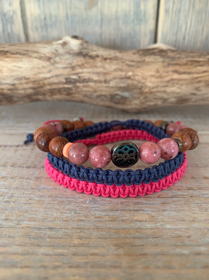 OZE by Virginie - Bracelet homme en thulite – Fait main – Élastique – 3 tailles - Bracelet macramé