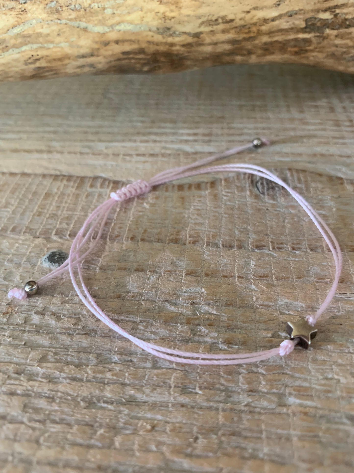Bracelet étoile argent – Réglable – Fait main – Cordon coloré