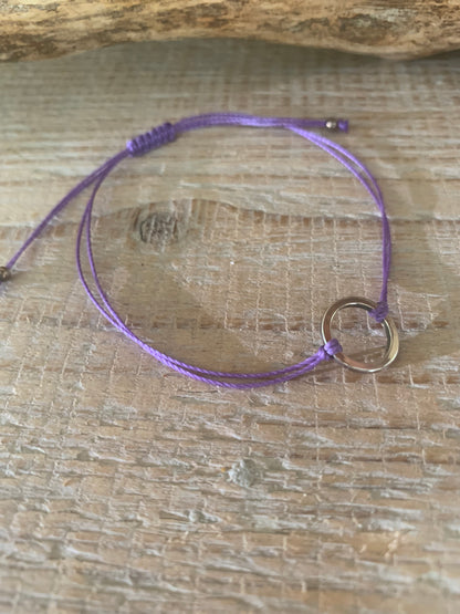 OZE by Virginie -Bracelet cercle argent – Réglable – Fait main – Cordon coloré