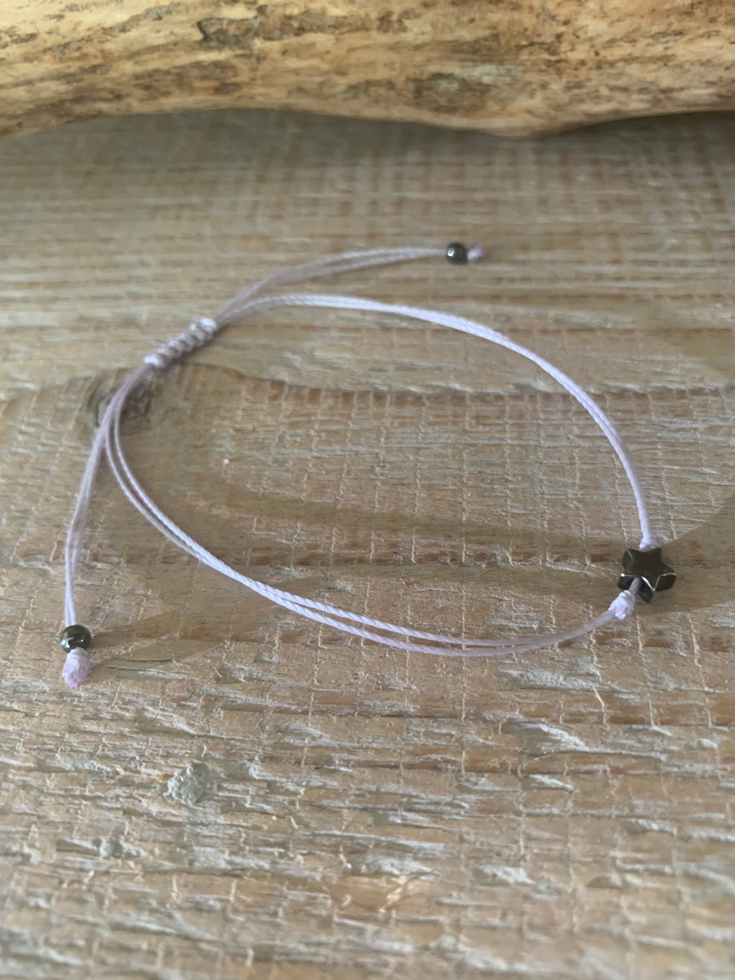Bracelet étoile argent – Réglable – Fait main – Cordon coloré