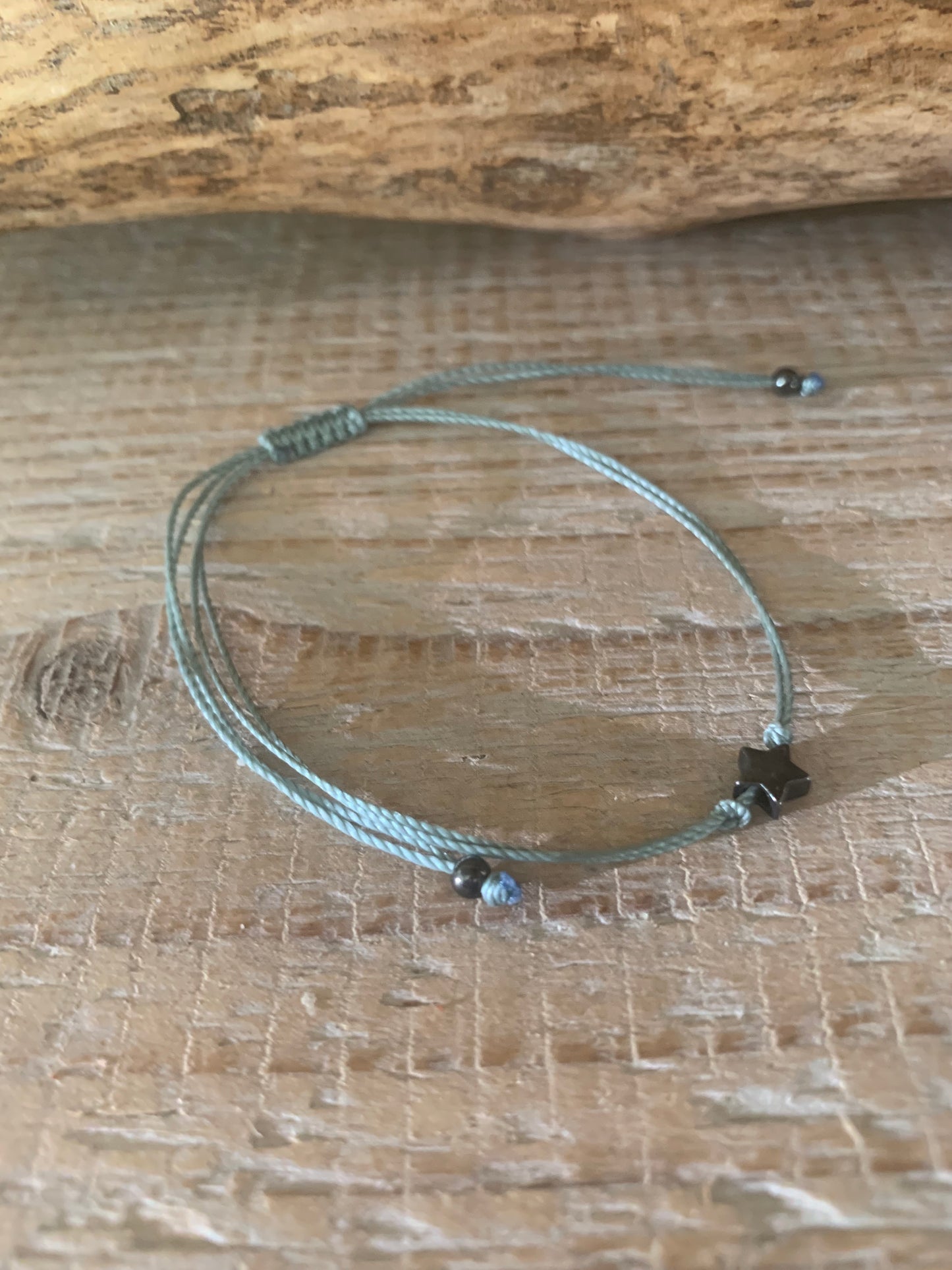 Bracelet étoile argent – Réglable – Fait main – Cordon coloré