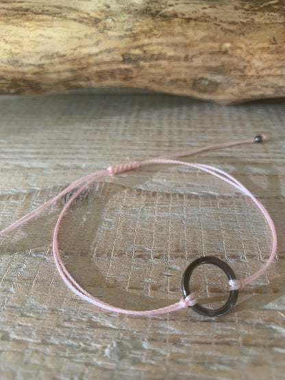 OZE by  Virginie - Bracelet cercle argent – Réglable – Fait main – Cordon coloré