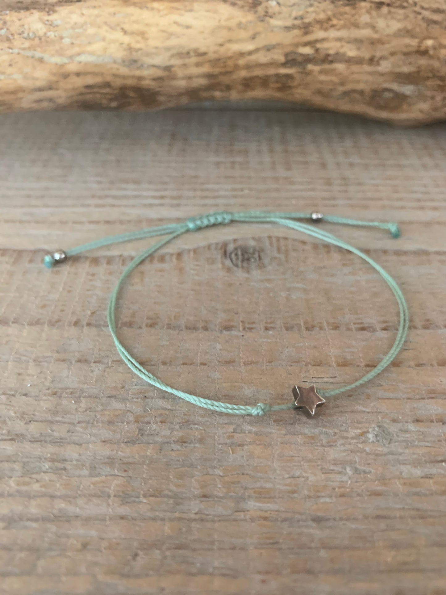 Bracelet étoile argent – Réglable – Fait main – Cordon coloré