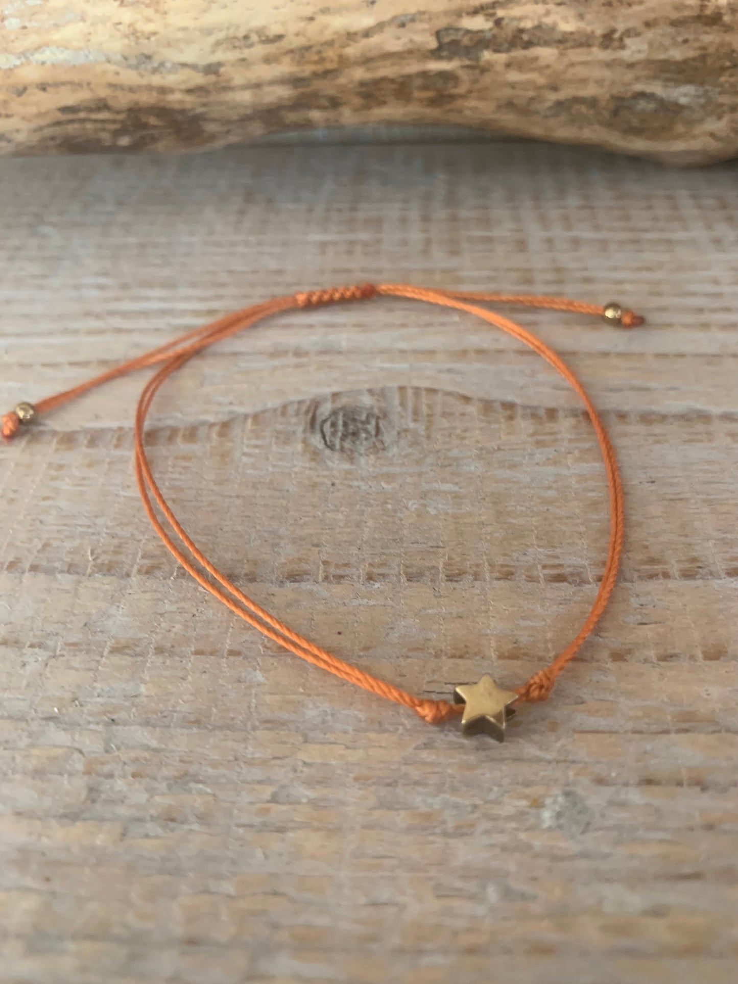 Bracelet étoile argent – Réglable – Fait main – Cordon coloré