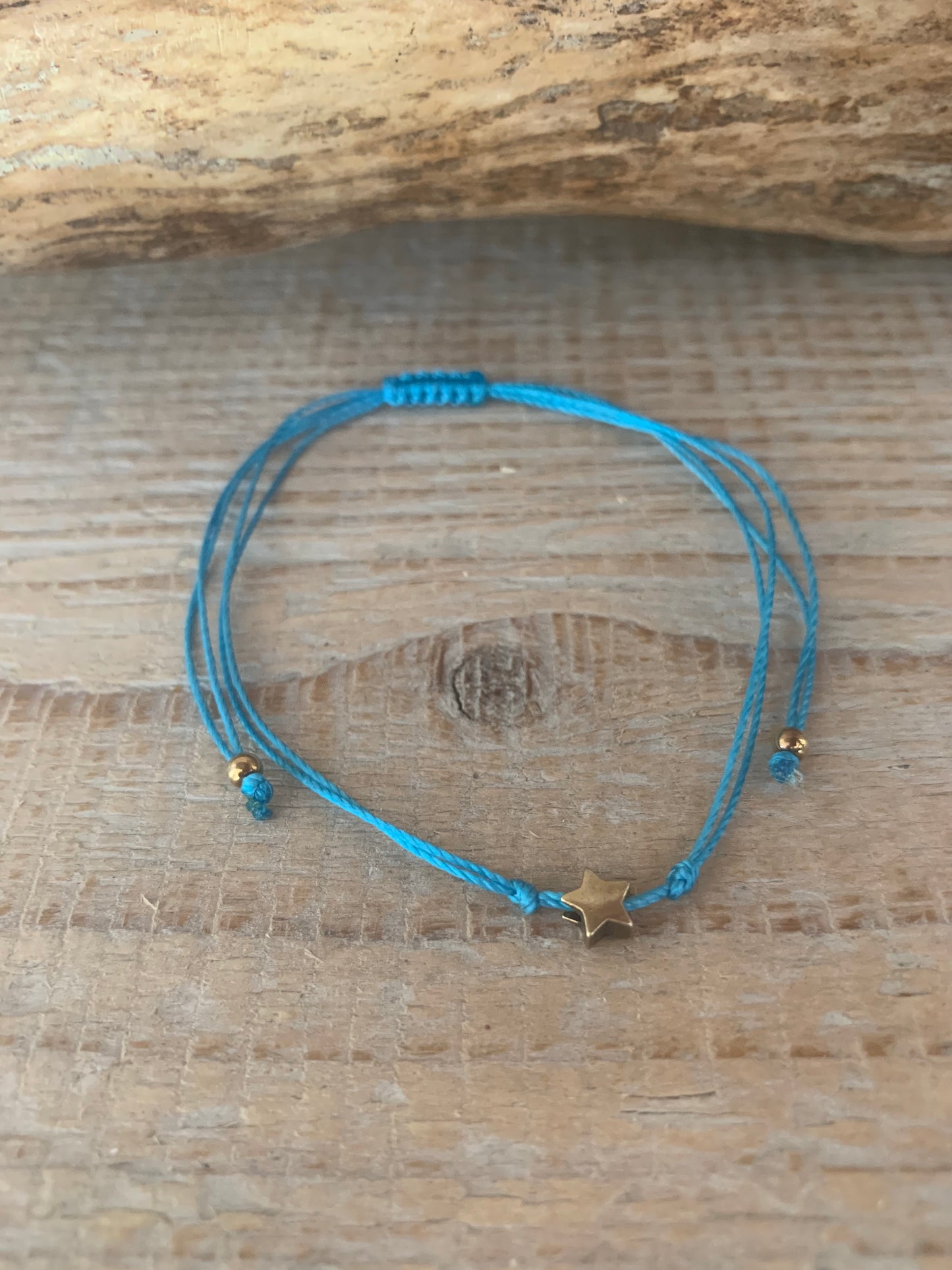 Bracelet étoile argent – Réglable – Fait main – Cordon coloré