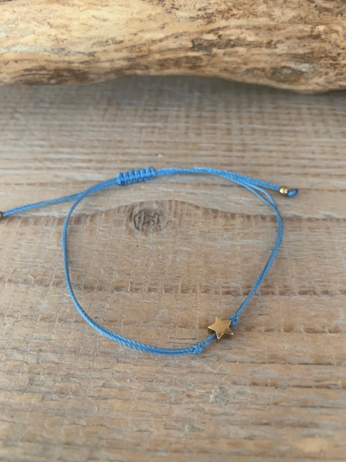 Bracelet étoile argent – Réglable – Fait main – Cordon coloré