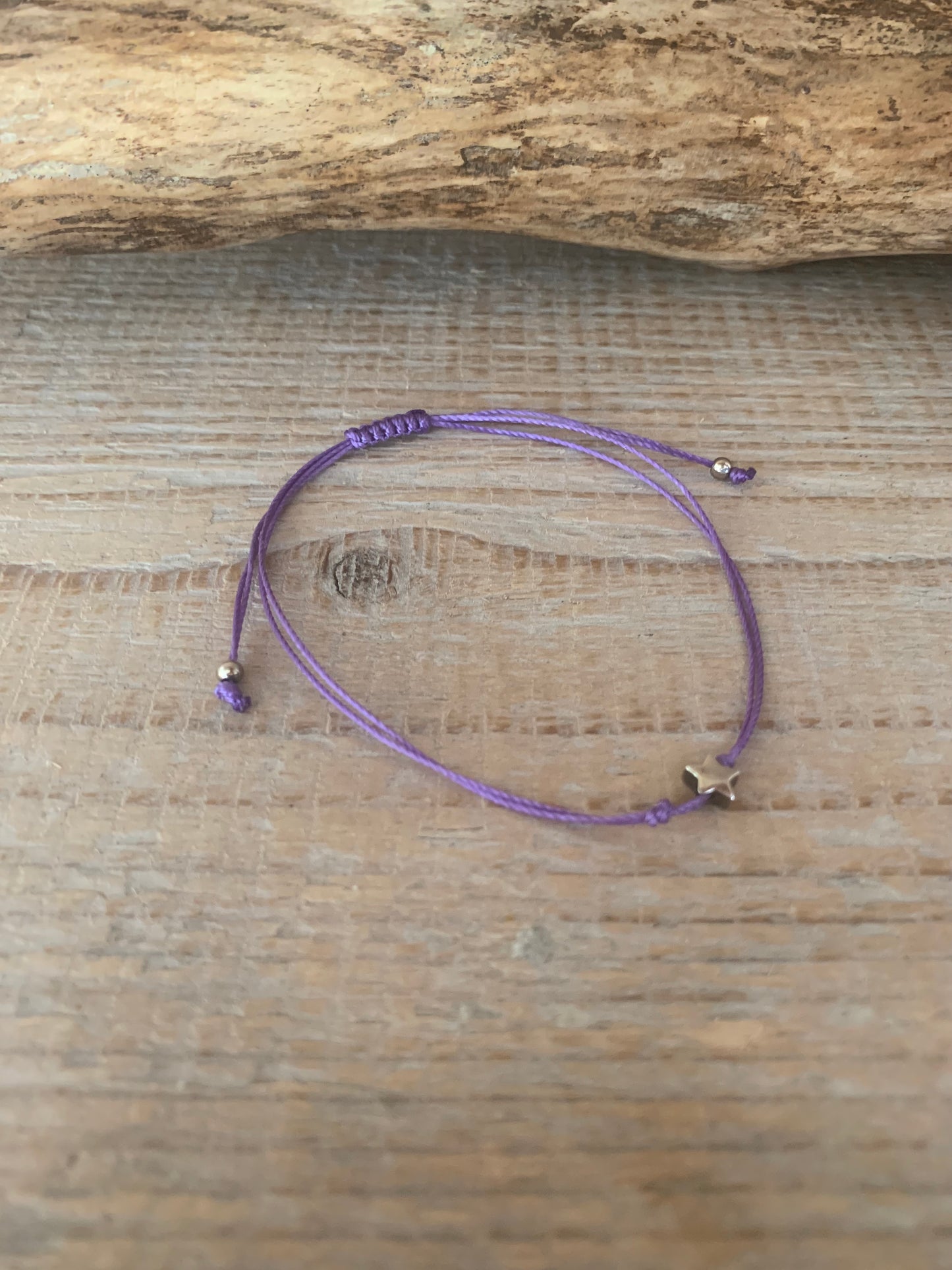 Bracelet étoile argent – Réglable – Fait main – Cordon coloré