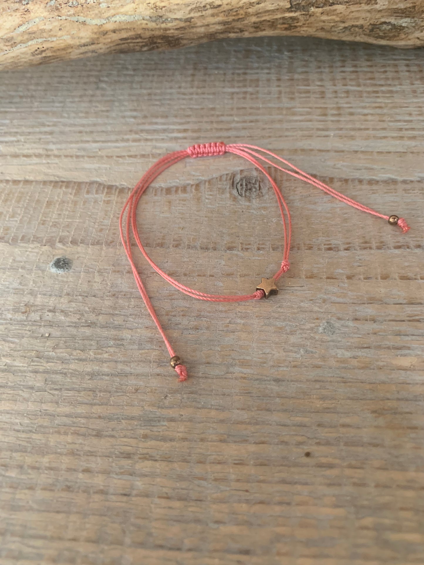 Bracelet étoile argent – Réglable – Fait main – Cordon coloré