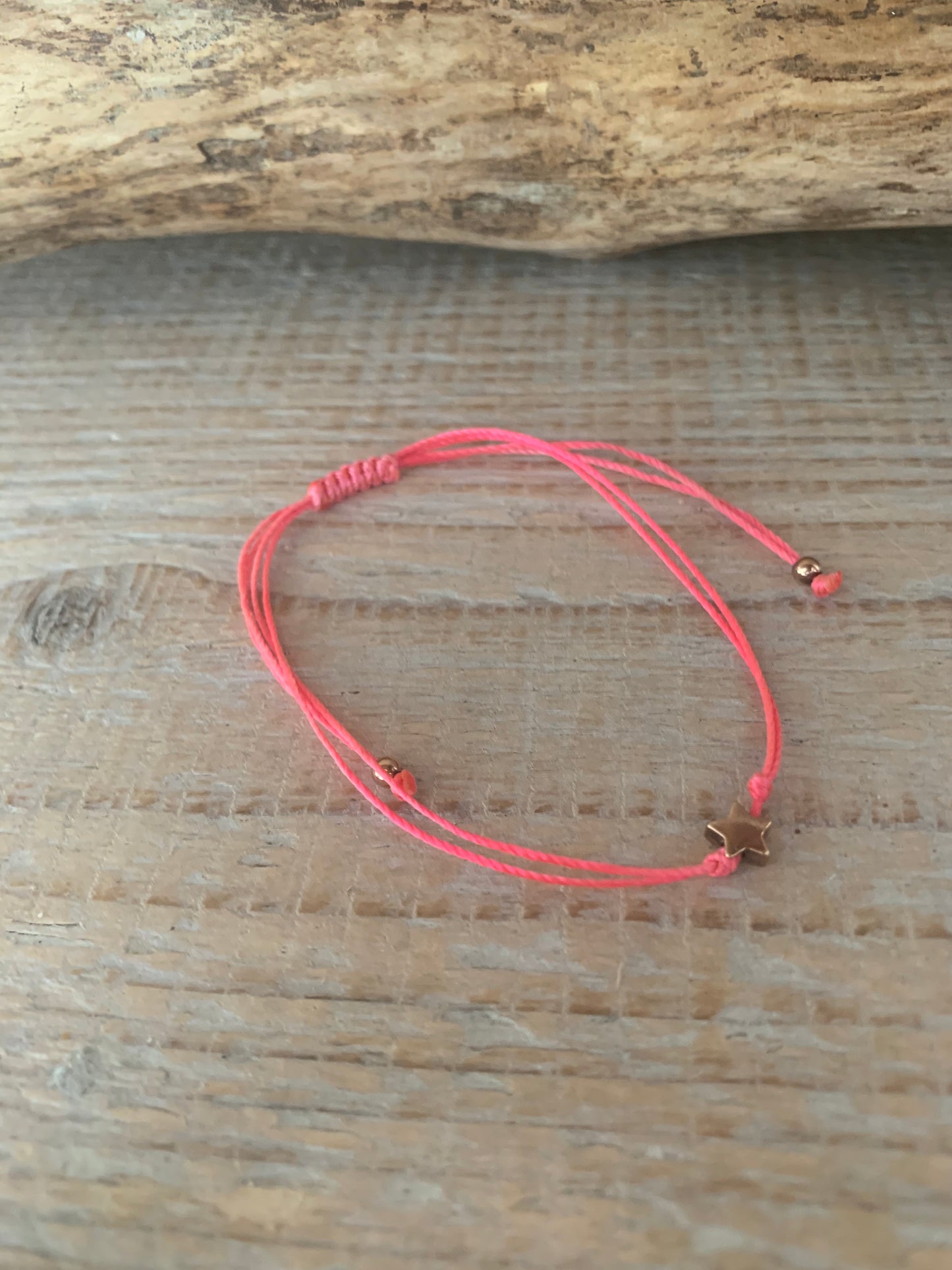 Bracelet étoile argent – Réglable – Fait main – Cordon coloré