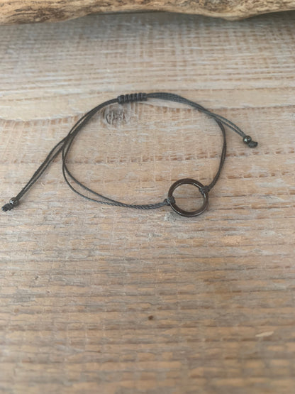 OZE by  Virginie - Bracelet cercle argent – Réglable – Fait main – Cordon coloré