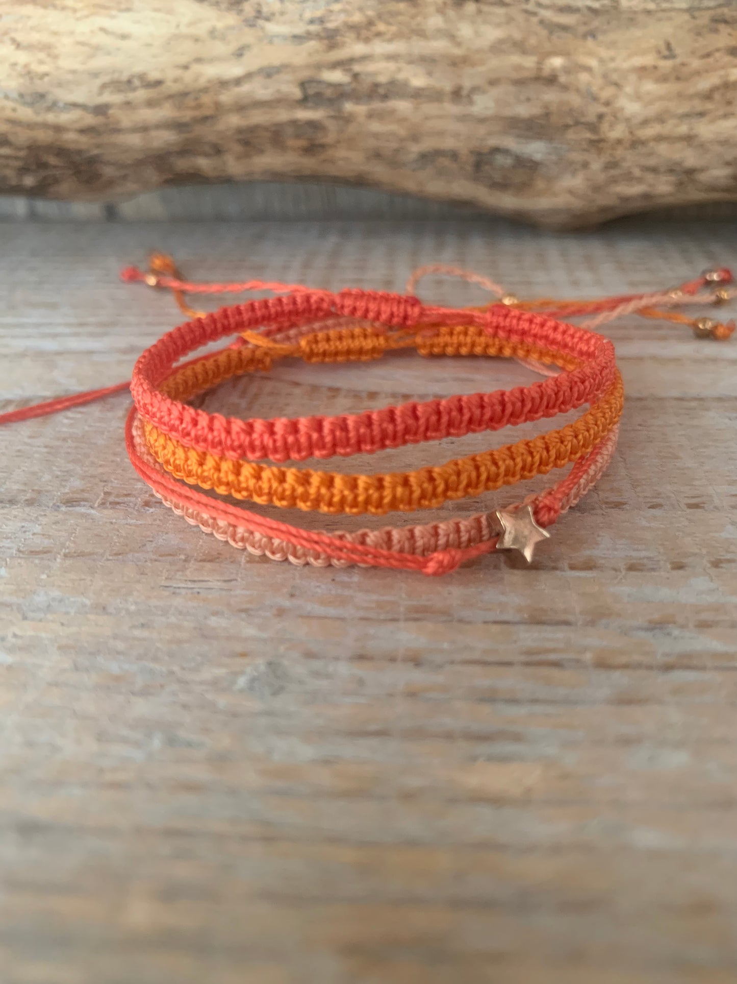 Bracelet étoile argent – Réglable – Fait main – Cordon coloré - Bracelet macramé