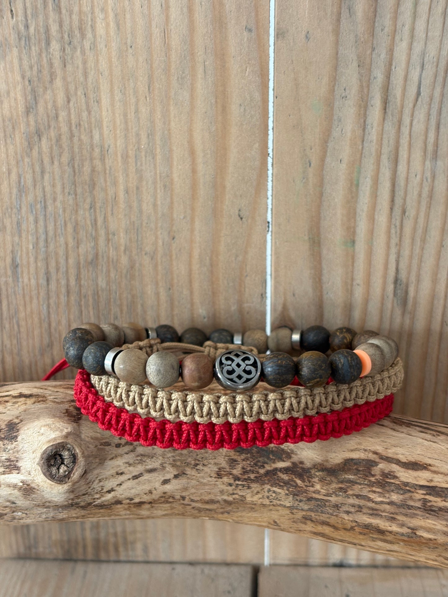 OZE by Virginie - Bracelet homme en bronzite – Fait main – Élastique – 3 tailles - Bracelet macramé