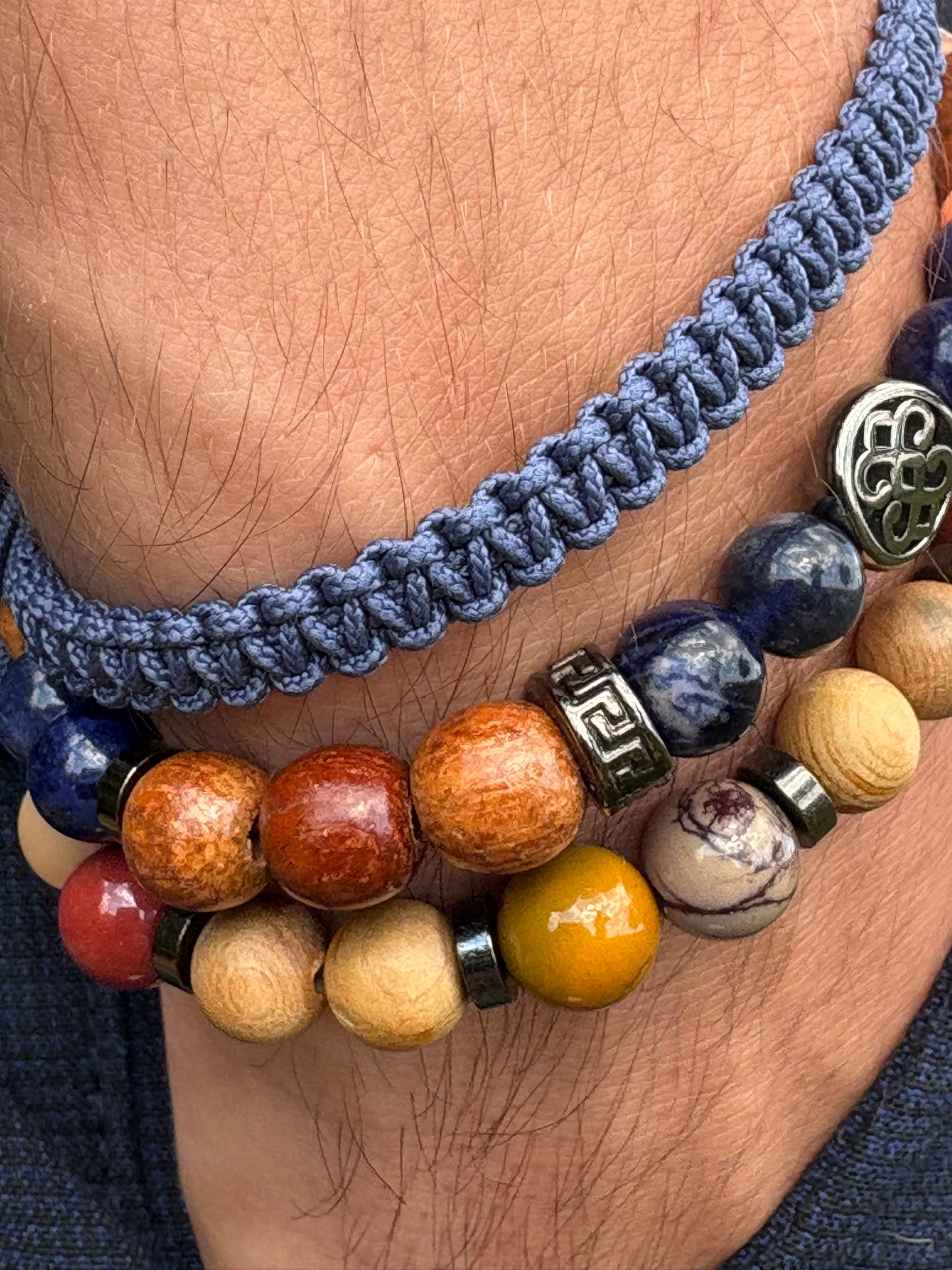 Oze by Virginie - Bracelet homme en sodalite - 3 tailles  - Bracelet en mokaïte - Bracelet macramé