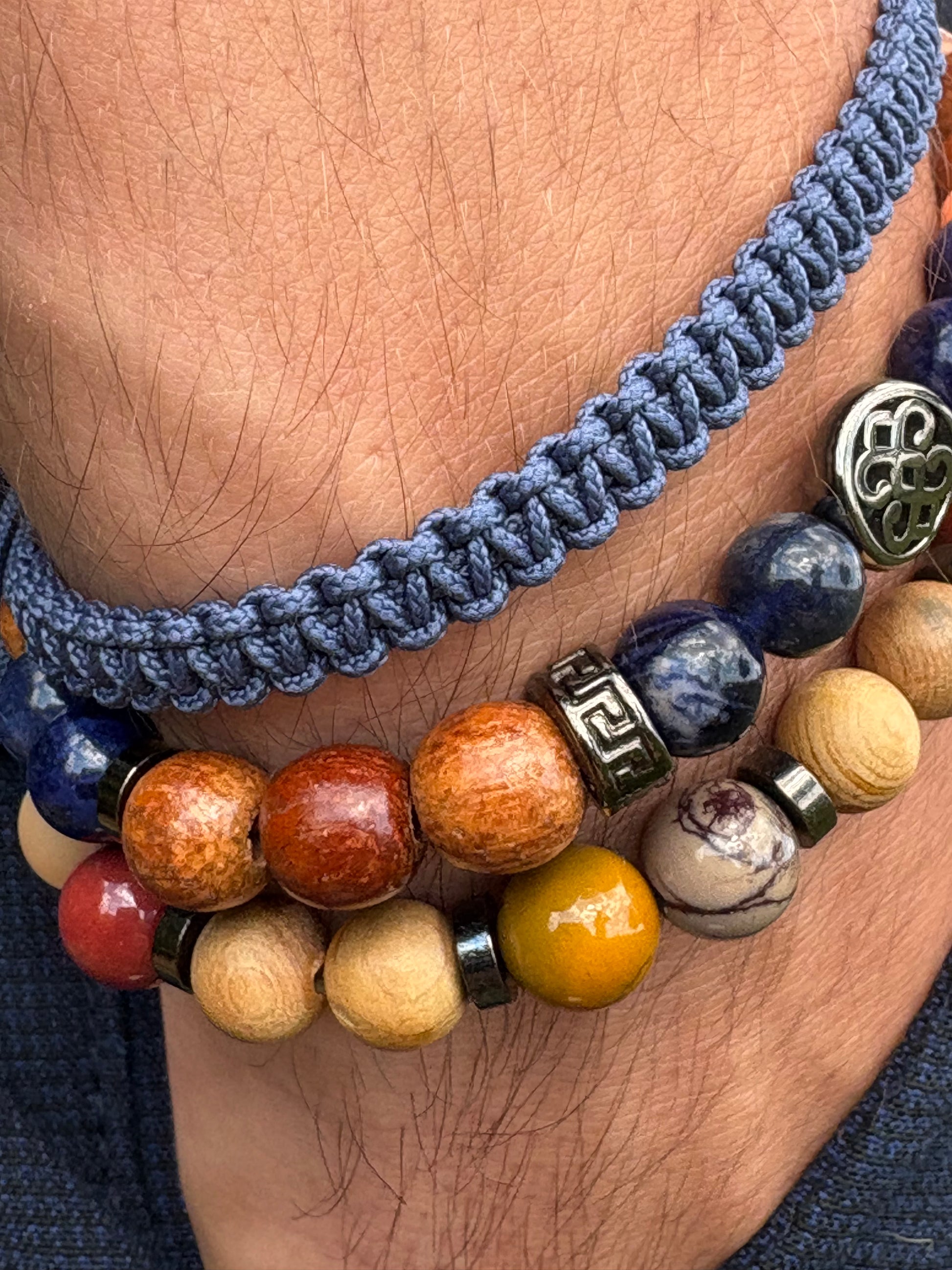 Oze by Virginie - Bracelet homme en sodalite - 3 tailles  - Bracelet en mokaïte - Bracelet macramé