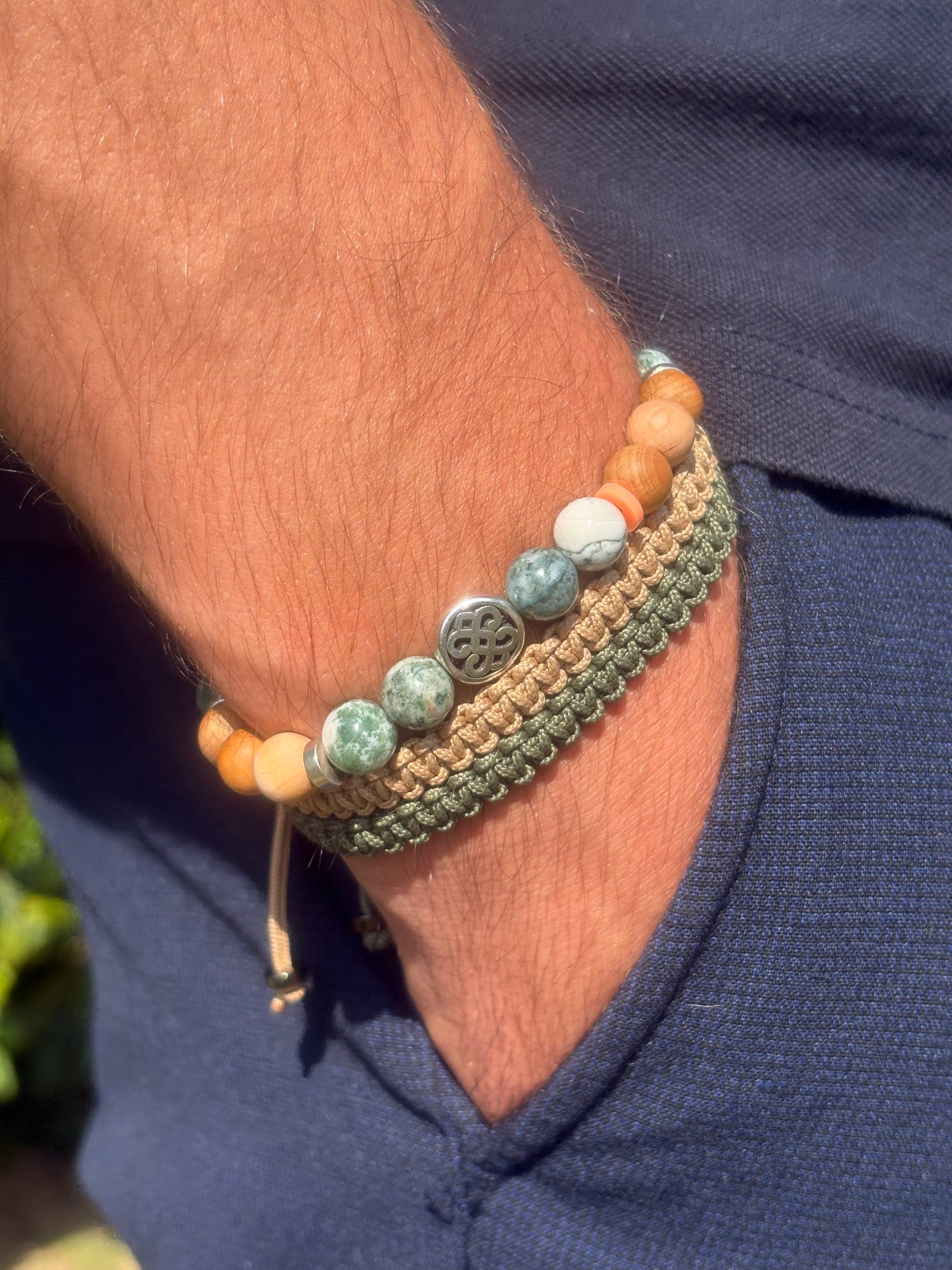 OZE by Virginie - Bracelet homme en agate Tree fait main en Belgique – Nature, croissance, équilibre – 3 tailles