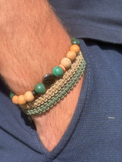 Bracelet homme en jade – Fait main – Élastique – 3 tailles - Bracelet macramé