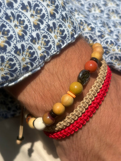 Bracelet homme en mokaïte – Fait main – Élastique – 3 tailles - Bracelet macramé