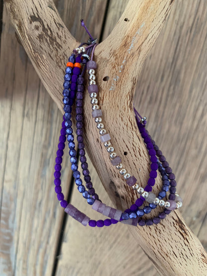 Bracelet améthyste lépidolite accumulation bijoux fins
