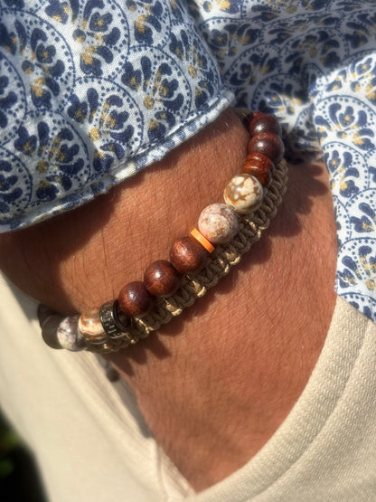 bracelet homme agate coffee porté poignet bracelet macramé