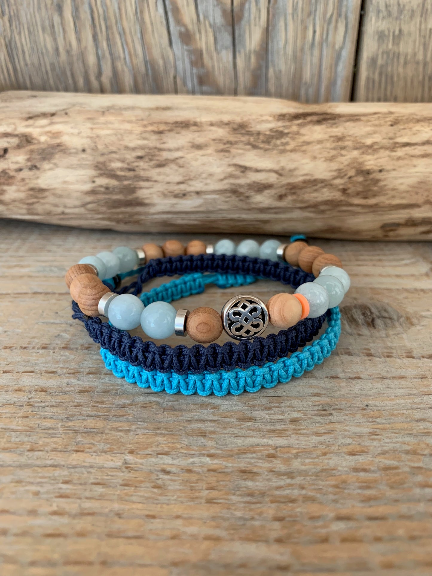 bracelet homme aigue marine style masculin naturel bracelet macramé