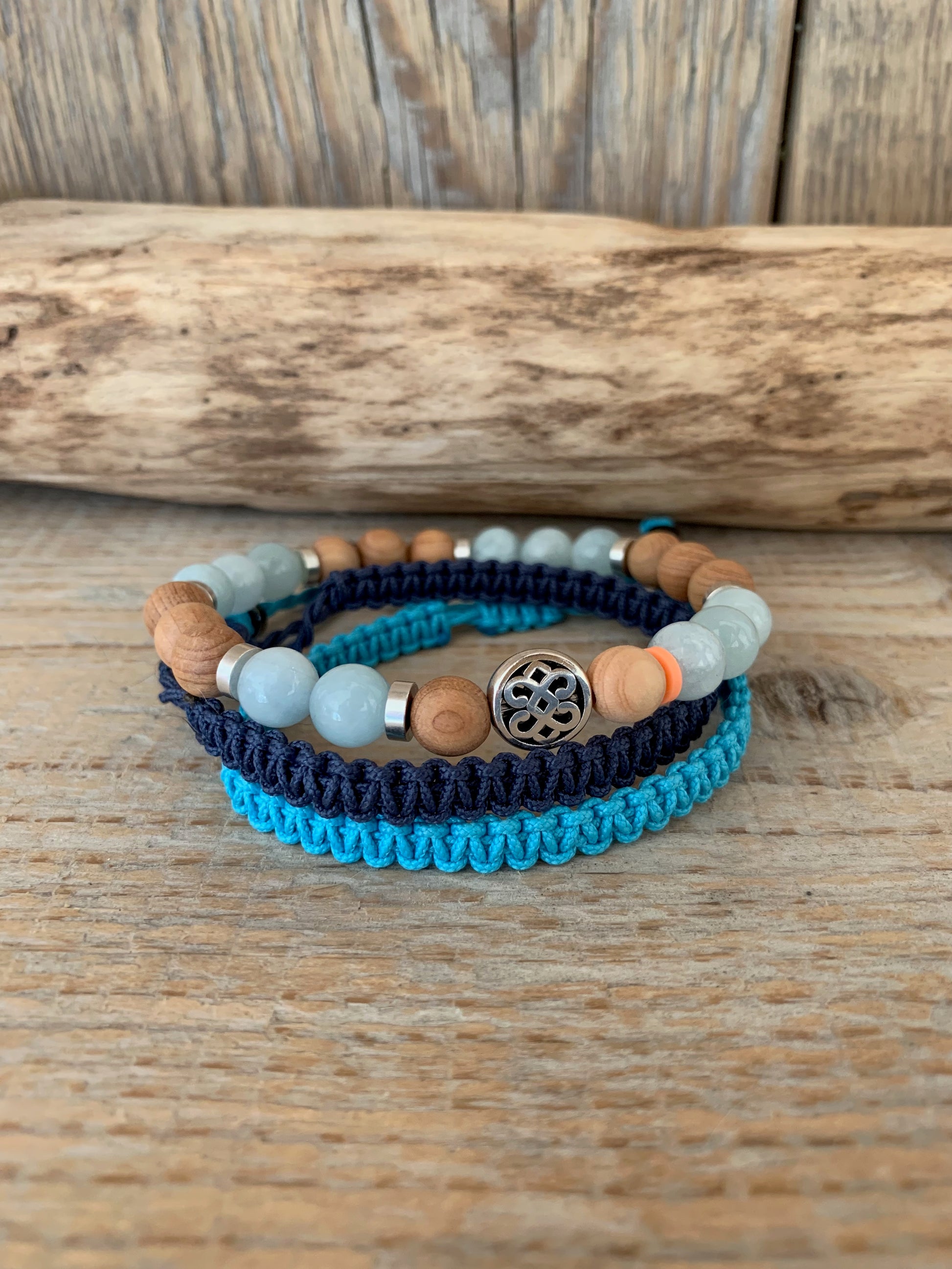 bracelet homme aigue marine style masculin naturel bracelet macramé