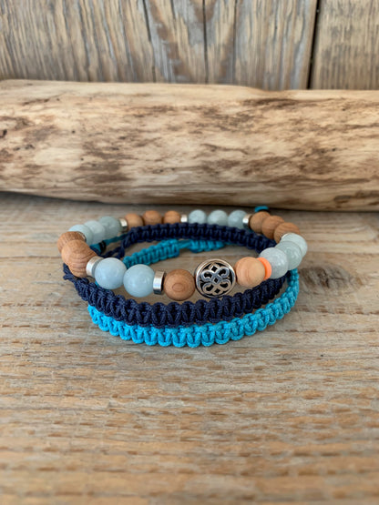 bracelet homme aigue marine style masculin naturel bracelet macramé