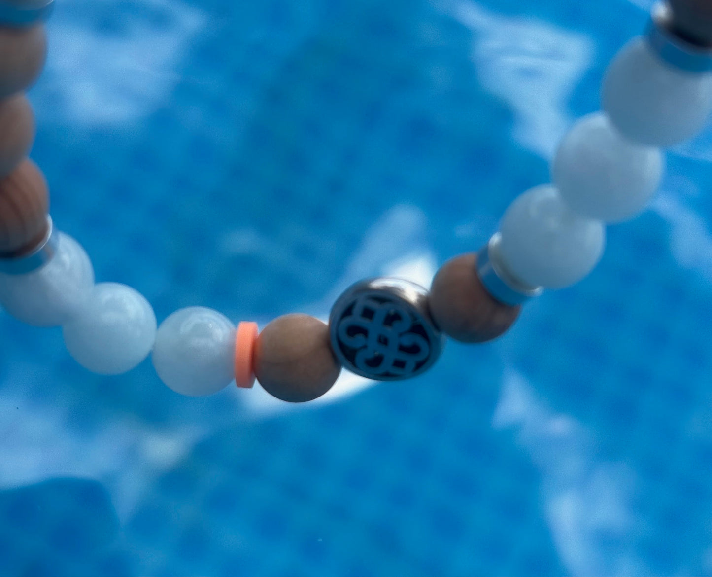 détail pierre aigue marine bracelet homme artisanal