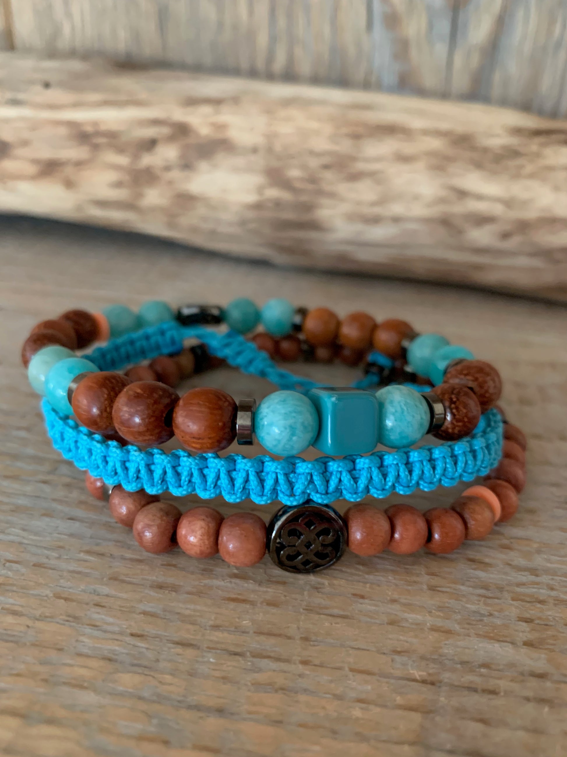 bracelet homme amazonite style naturel masculin macramé