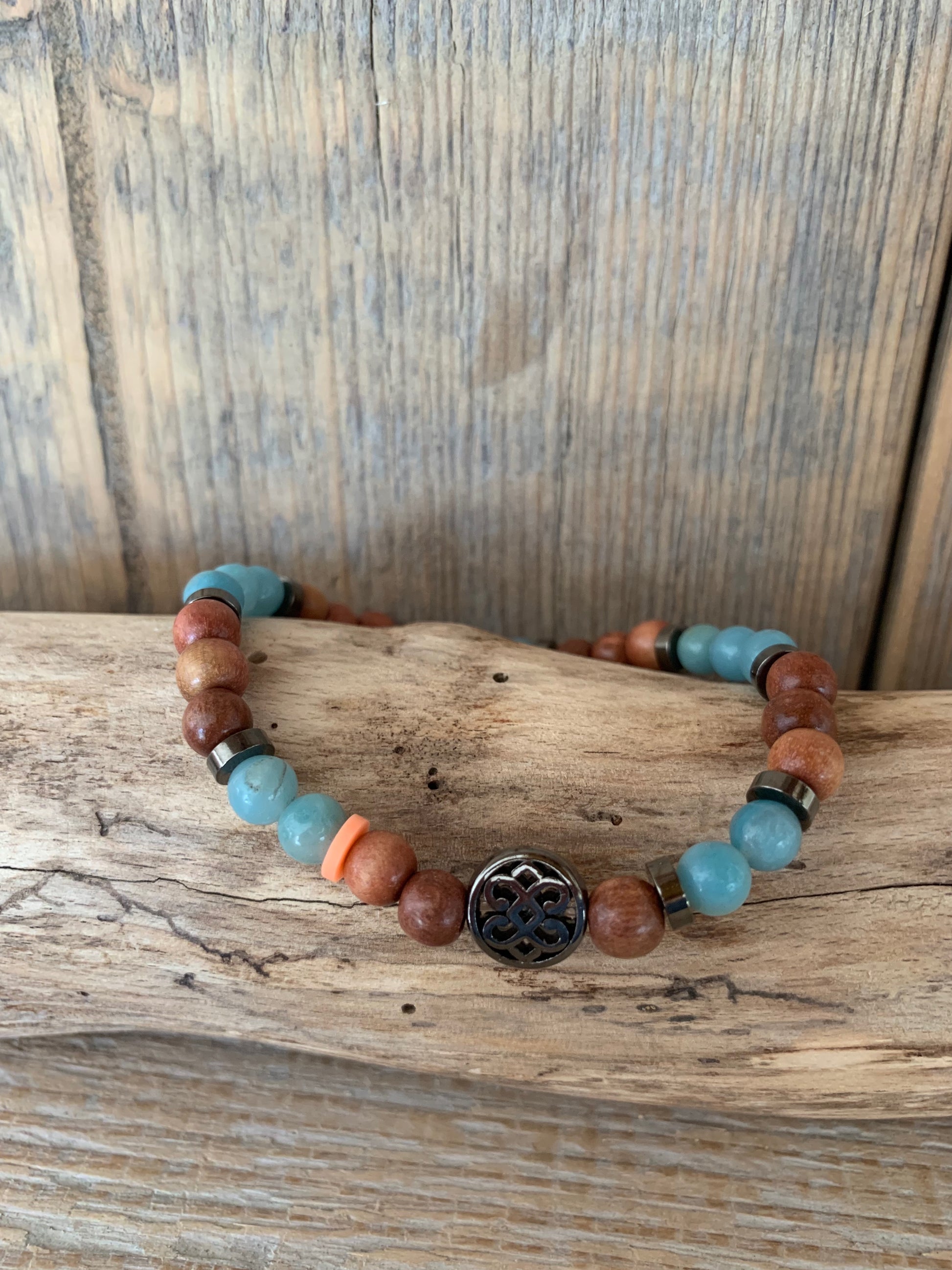 bracelet homme amazonite perles naturelles bois