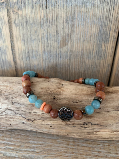 bracelet homme amazonite perles naturelles bois