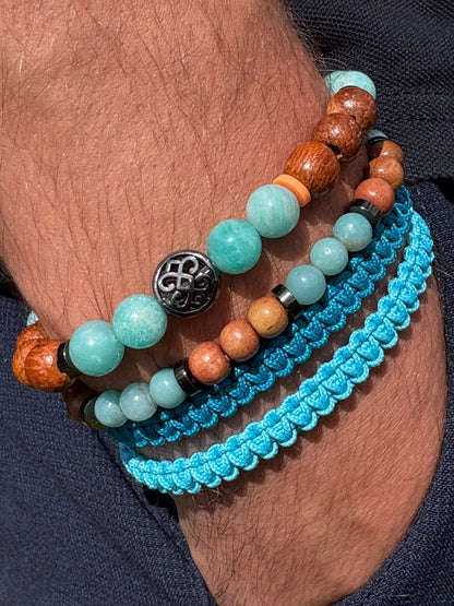 bracelet homme amazonite porté poignet
bracelet macramé