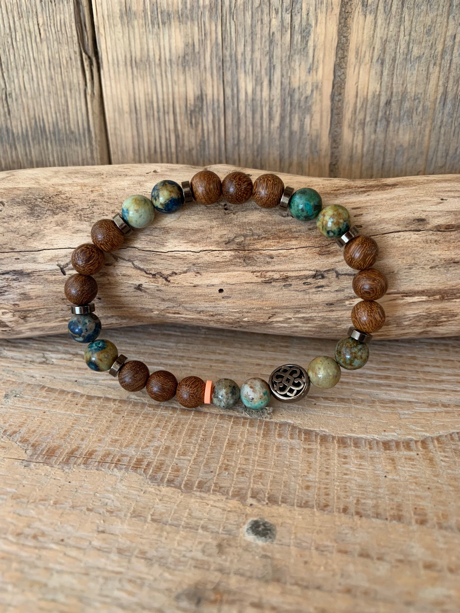 bracelet homme azurite perles naturelles bois